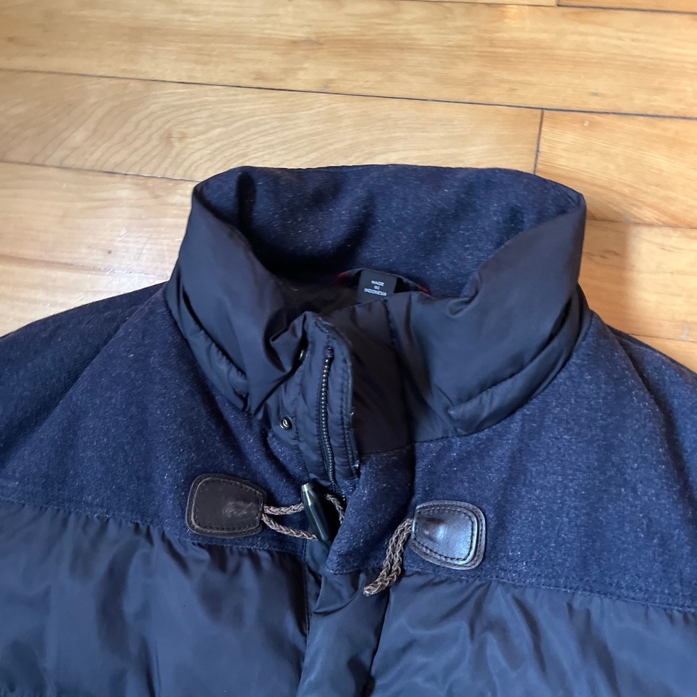 BOSS Hugo Boss Mens Navy Blue Mixed Media Toggle Puffer Jacket Coat Size M - Picture 3 of 9